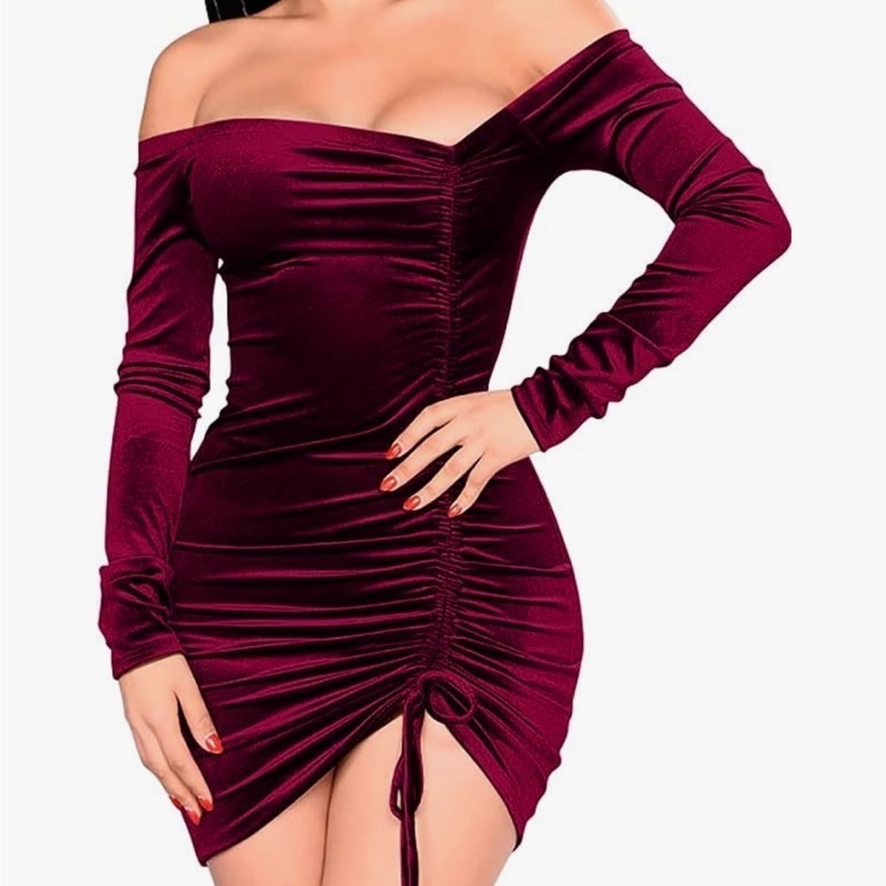 Velvet off shoulder dress size large